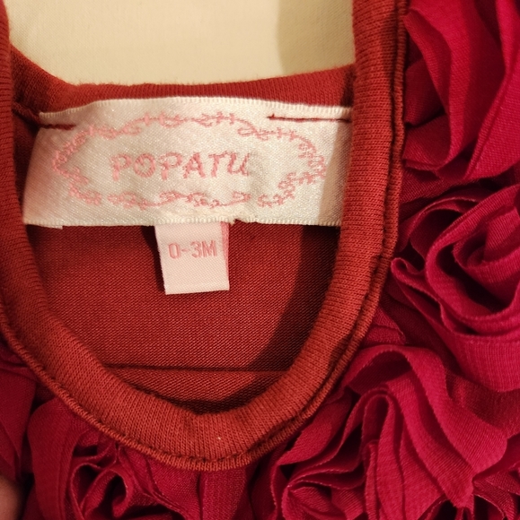 POPATU PRETTY RUBY COLOR FLOWER ONESIE WITH TUTU FOR BABY GIRLS - Picture 4 of 4